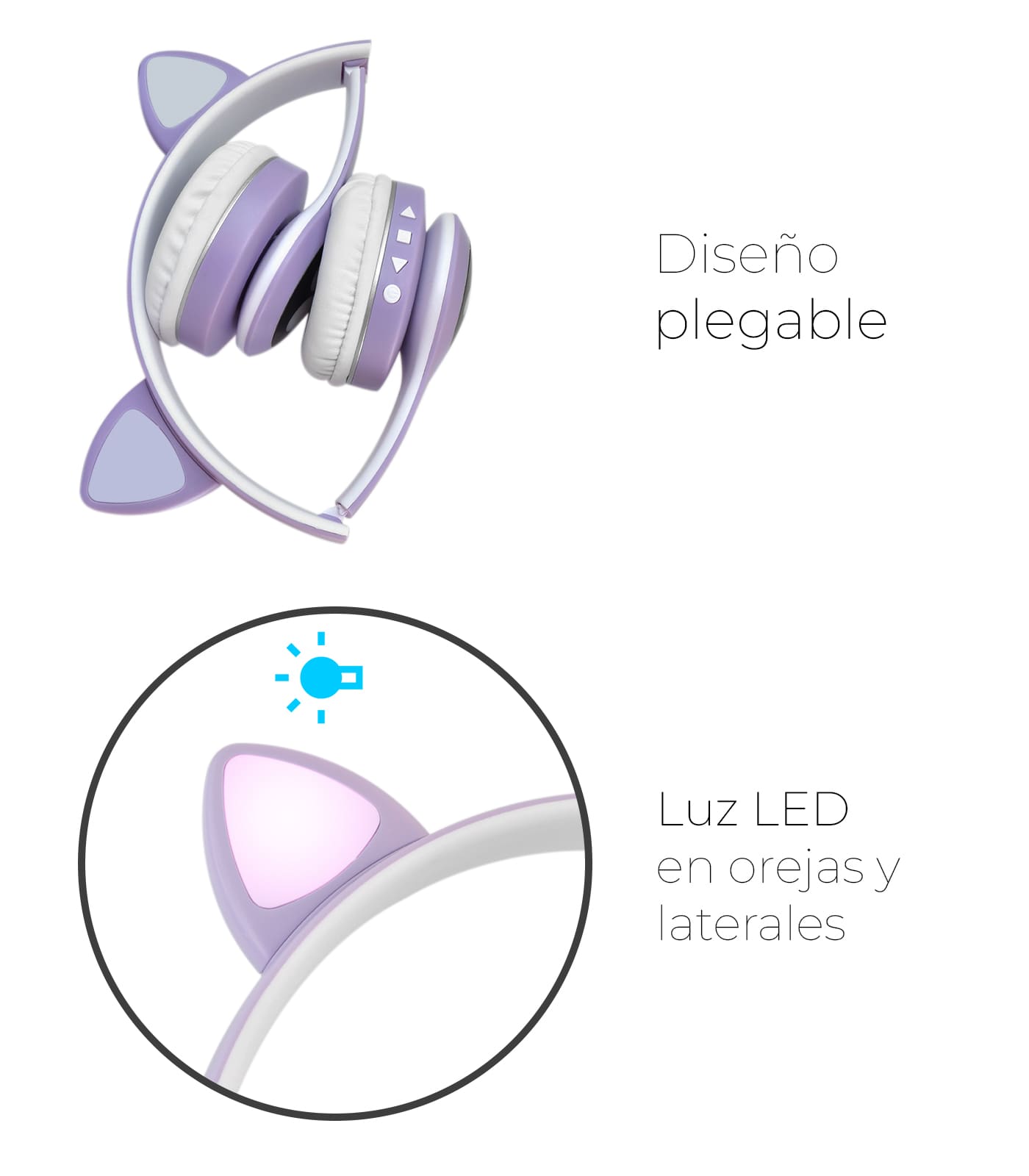 Auriculares Bluetooth Inalámbricos Diseño Gato Estéreo Con